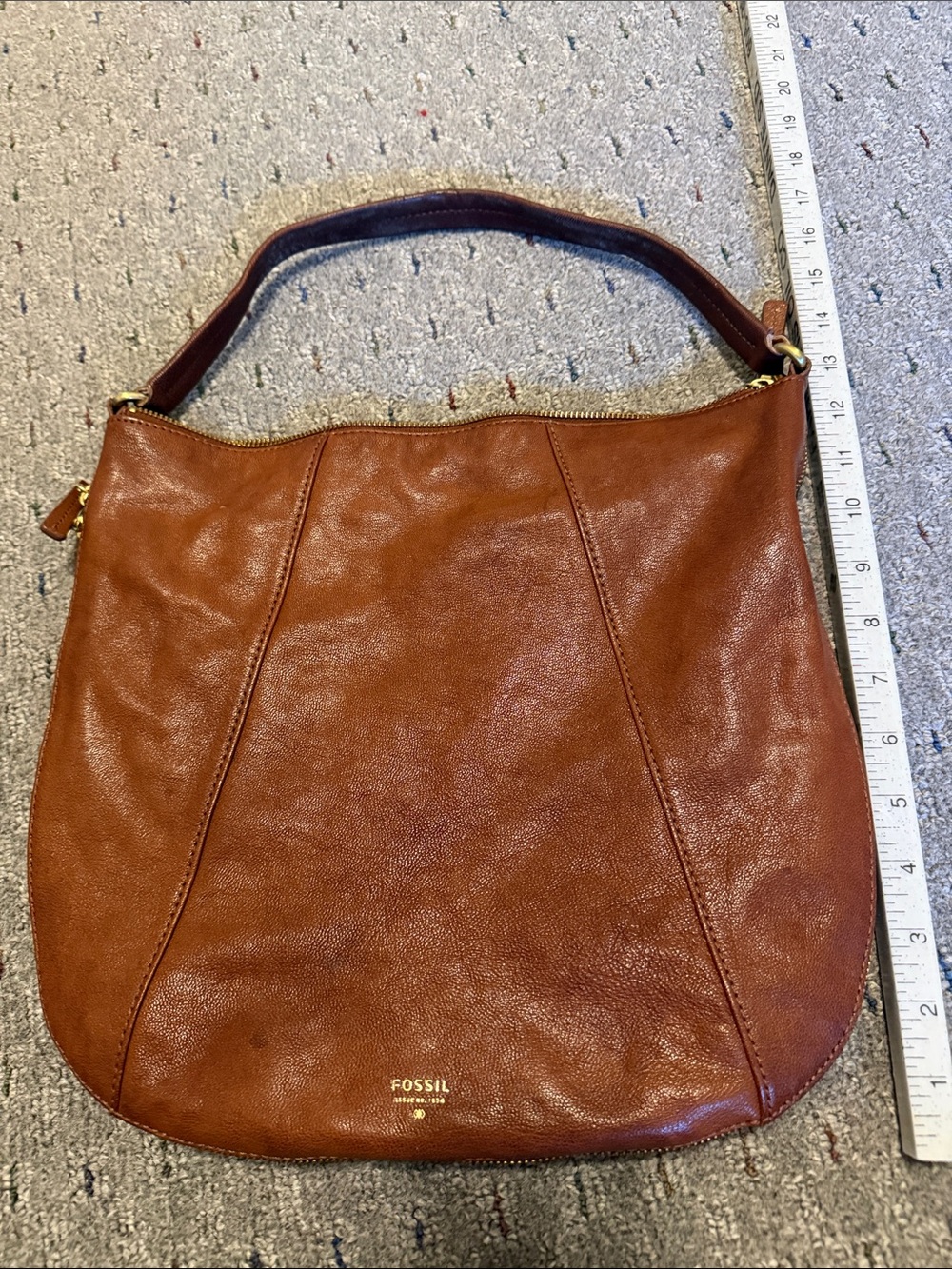 Fossil Cognac Brown Leather Shoulder Bag